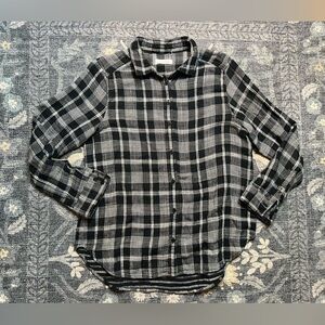 Outerknown black and white plaid flannel top ￼